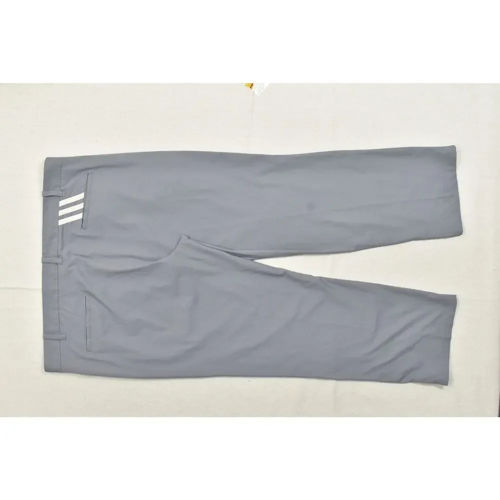 Adidas Golf Pants Men 40x30 Gray Flat Front Polyester Performance Breathable